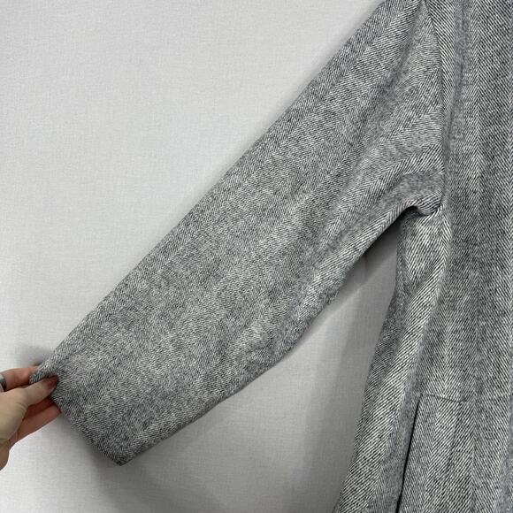 Old Navy Twill Double Breasted Coat Womens 2X Gray Long Slouchy Old Money Jacket - Picture 4 of 15